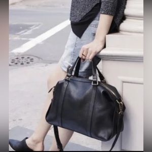 Madewell Glasgow black leather satchel crossbody bag